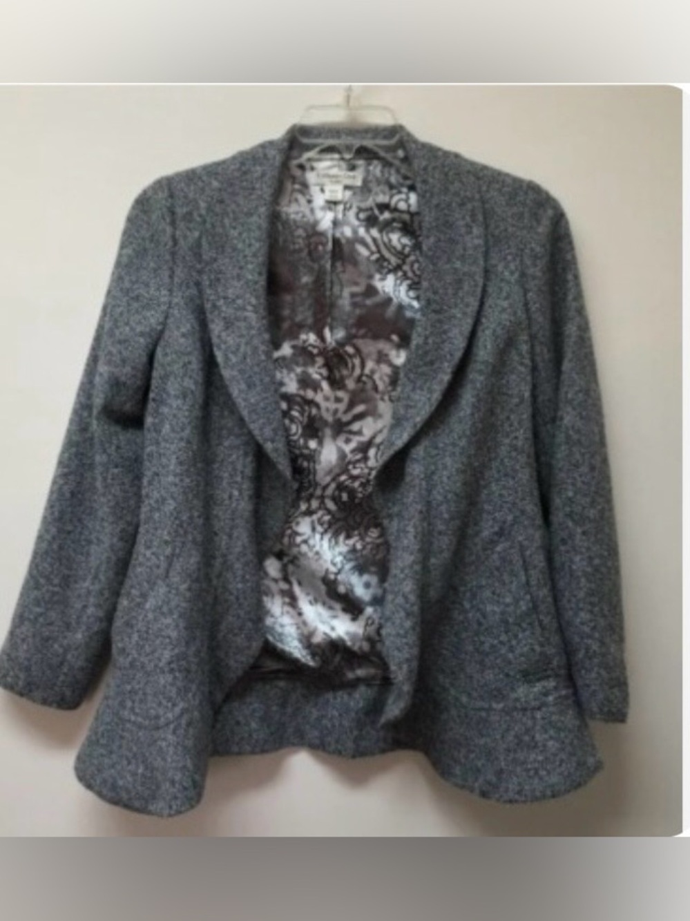 Coldwater Creek Women's Heather Gray Draped Open-Front Blazer